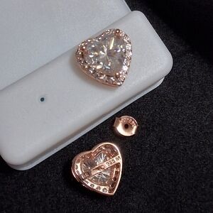 Rose Gold Over 925 SS Moissanite Diamond Earrings
